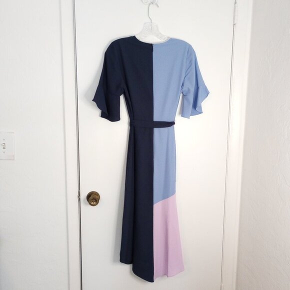 Hutch Blue Colorblock Faux-Wrap Midi Dress - Picture 7 of 10